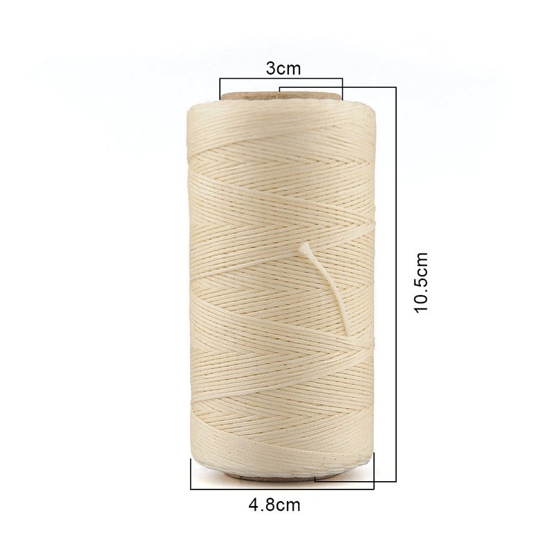 Co-link 4pcs Crafts 0.8mm 150D Leather Sewing Hand Stitching Jewelry Craft Waxed Thread String Cord with 1 Set (7pcs) Curved Upholstery Sewing Needles (White + Beige + Dark Brown + Black) - Image 3